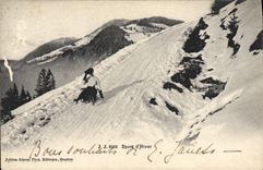 VINTAGE POSTCARD Winter sports Ski Woman out of toboggan