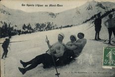 VINTAGE POSTCARD Winter sports Ski the ski Rally a descent out of toboggan