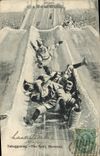 VINTAGE POSTCARD Winter sports Ski Tobogganing The Spill Montreal Canada