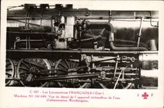 VINTAGE POSTCARD Train Engine Machine 141.049 Sight of detail of the apparatus heater of feed water Worthington