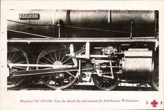 VINTAGE POSTCARD Train Engine Machine 230.994 Sight of detail of the mechanism of Walschaert distribution