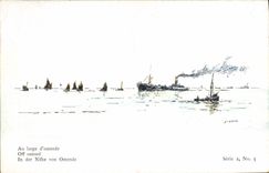 CPA Bateau Voilier Au large d'Ostende