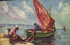 CPA Bateau Voilier Peche 
