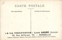CPA Militaria Caserne Le moniteur de Gymnastique Publicite Tricoteuse Louis Andre Chemisier Rue St Ferreol Marseille