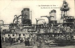 VINTAGE POSTCARD Warship the catastophe of Iena the research of the corpses