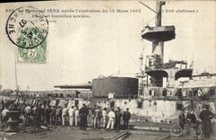 VINTAGE POSTCARD Warship the catastophe of Iena Armours Beach and turrets late