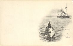 CPA Bateau de guerre Cuirasse et vedette 