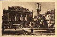 VINTAGE POSTCARD Montpellier Theater Places Comedy and the Three Graces