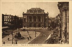 VINTAGE POSTCARD Montpellier Places Comedy and the Theater