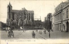 CPA Le Mans La cathedrale et le Theatre 