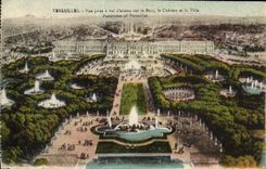 VINTAGE POSTCARD Versailles Seen from as the crow flies on the park the castle and the city