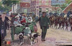 CPA Chien Chiens Publicite Alcool de menthe et eau de Melisse Carmes du Frere Mathias Marseille L'exode Militaria