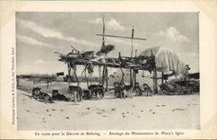 VINTAGE POSTCARD Dog Dogs On the way for the strait of Behring Coach of the missionary of Mary' S igloo