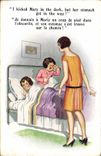 CPA Illustrateur Femmes I kicked Mary in the dark