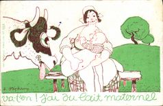 VINTAGE POSTCARD Folklore Milk Publicity mother's milk Stephany Cow