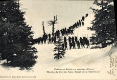 VINTAGE POSTCARD Winter sports Ski Alpine hunters moving of winter Assembled of the collar of Massive Ayes of Chartreuse