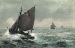 CPA Bateau Voilier Peche 