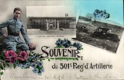 La POSTAL Militaria de la VENDIMIA acuartela el regimiento 301eme de la artillería Fere AR