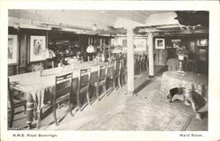 VINTAGE POSTCARD Royal Warship HMS Sovereign Ward room