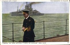CPA Bateau de guerre L'amiral Sir John Jellicoe a bord du cuirasse Iron Duke 