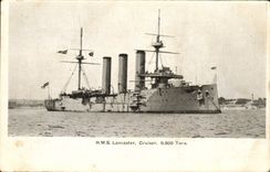 VINTAGE POSTCARD Warship HMS Lancaster Cruiser