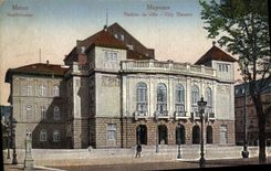 VINTAGE POSTCARD Theater of Mainz city