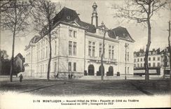 VINTAGE POSTCARD New town hall Frontage and dimension of the Montlucon Theater