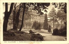 VINTAGE POSTCARD Mulhouse Steinbach Park the Theater