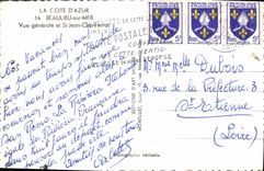 MODERN CARD Beaulieu on General Sea and St Jean Cape Ferrat