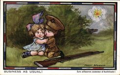 VINTAGE POSTCARD Children Business ace usual Militaria Fred Spurgin Militaria
