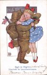 VINTAGE POSTCARD Children Militaria Soldier