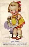 VINTAGE POSTCARD Enfant Horseshoe Tempest