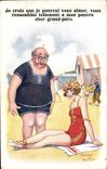 VINTAGE POSTCARD Woman with the beach Dudley Bucton