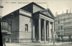 VINTAGE POSTCARD Paris Church Denis Saint of Blessed Sacrament Cusenier Publicity