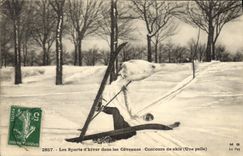 VINTAGE POSTCARD Winter sports Ski in the Cevennes Contest of skis a shovel