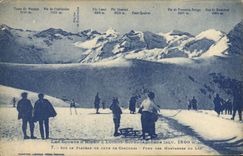 VINTAGE POSTCARD Winter sports Ski Luchon Superbagneres On the plate one day of contest Fund of the mountains of the Lily