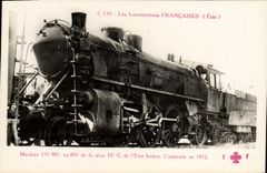 VINTAGE POSTCARD Train Engine Machine 131.901 ex 831 of series IV of the State Badois Bade Baden