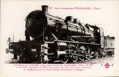 VINTAGE POSTCARD Train Engine Machine 141.043 Mikado type for heavy trains of goods