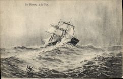 CPA Bateau Voilier Un homme a la mer