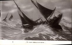 CPA Bateau Voilier En cape debout a la lame
