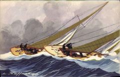 VINTAGE POSTCARD Sailing Boat Racing yachts cruisings running Haffner free in and out