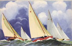 VINTAGE POSTCARD Sailing Boat the international stars Haffner Monotypes with the louvoyage