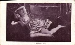 CPA Femme Nu erotique Dans les bles