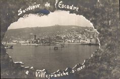 VINTAGE POSTCARD Warship Villefranche Squadron on Sea