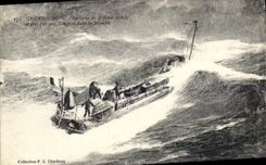 CPA Bateau de guerre Cherbourg Torpilleur de Defense mobile surpris par une tempete dans la Manche 
