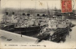 VINTAGE POSTCARD Warship Cherbourg the arsenal mobile defense