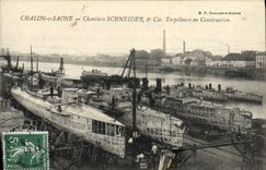 CPA Bateau de guerre Chalon sur Saone Chantiers Schneider & Cie Torpilleurs en construction