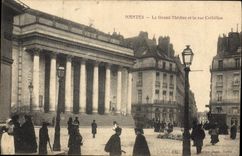 VINTAGE POSTCARD Nantes the large Theater and the street Crebillon
