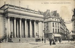 VINTAGE POSTCARD the large Theater and the street Crebillon Nantes