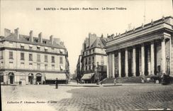 VINTAGE POSTCARD Nantes Places Graslin Rue Root the large Theater